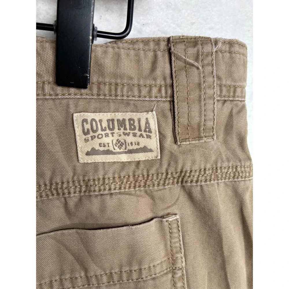 Columbia Mens Omni-Shield Cotton Canvas Cargo Shorts Tan Khaki 36W 9L AM4541